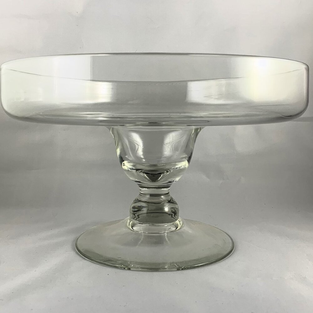 Vintage 13" Wide Glass Trifle Cake Platter Stand, Heavy, Elegant & Simple